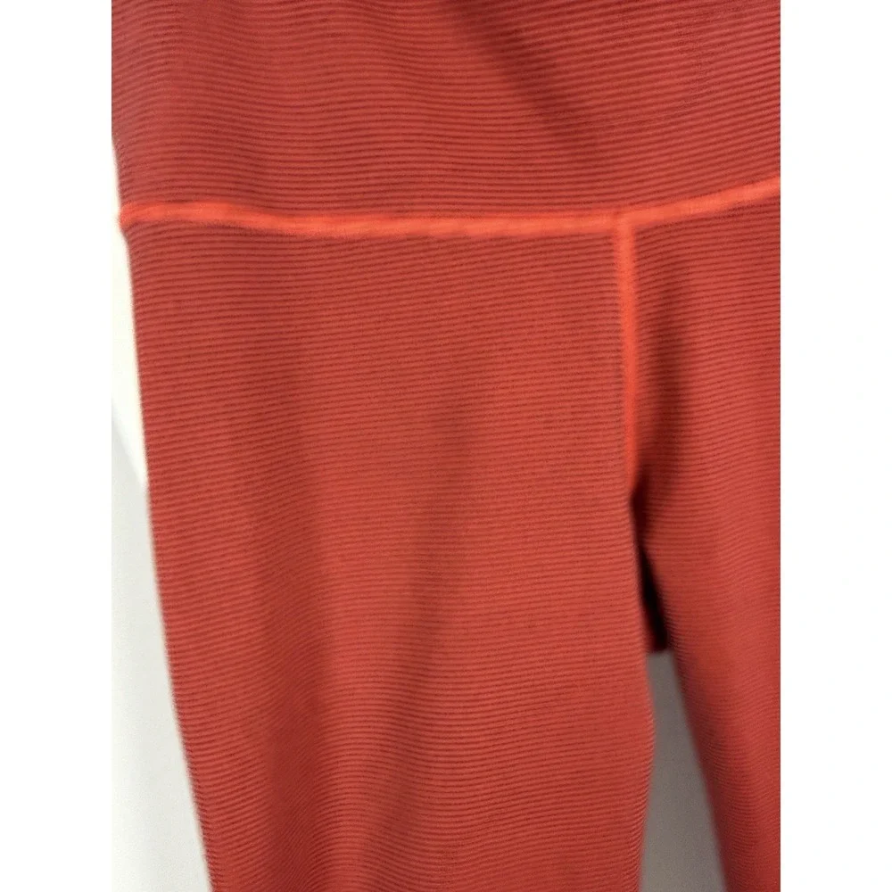 Nike Dri-FIT Foldover Capri Leggings Women's Small Red Black Striped Athletic
